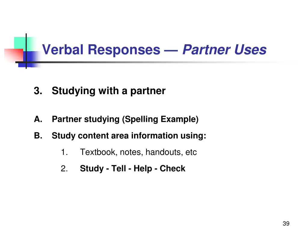 verbal responses partner uses 2