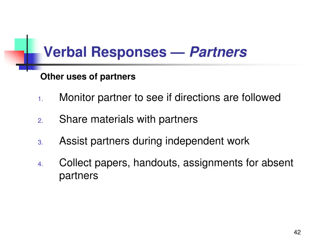 verbal responses partners 1