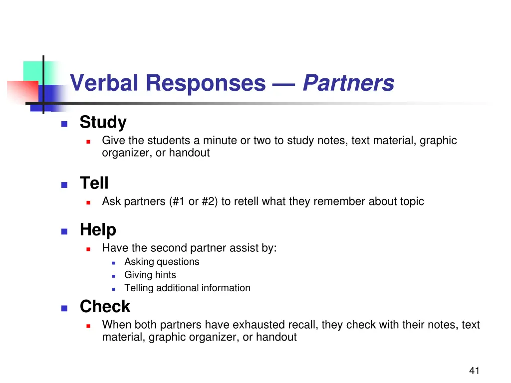 verbal responses partners