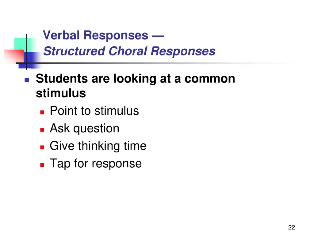 verbal responses structured choral responses 1