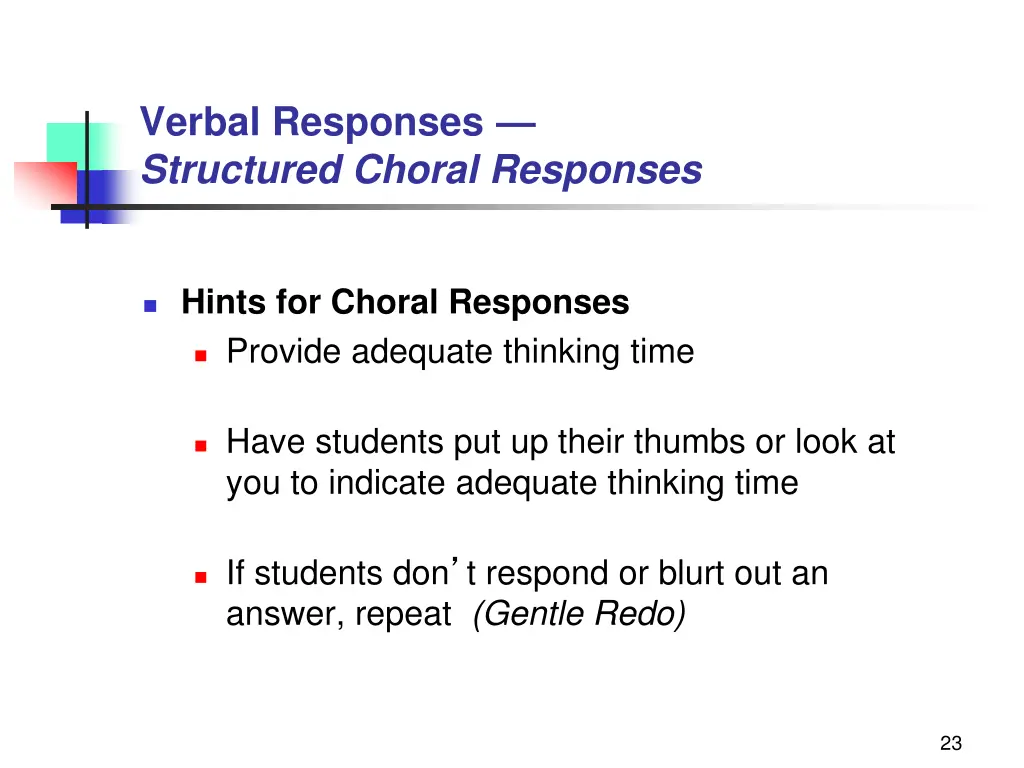 verbal responses structured choral responses 2