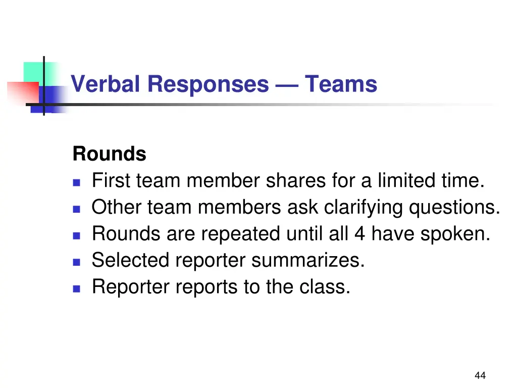 verbal responses teams