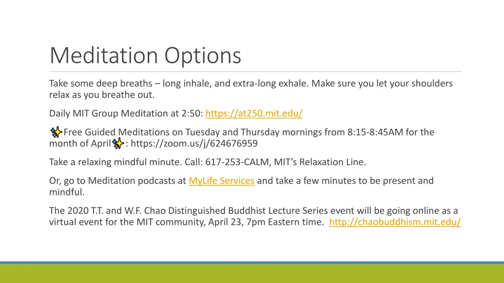 meditation options