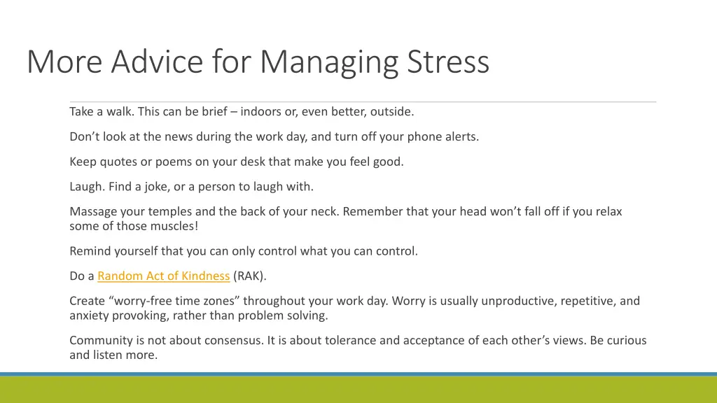 more advice for managing stress