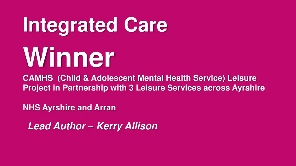 integrated care winner camhs child adolescent