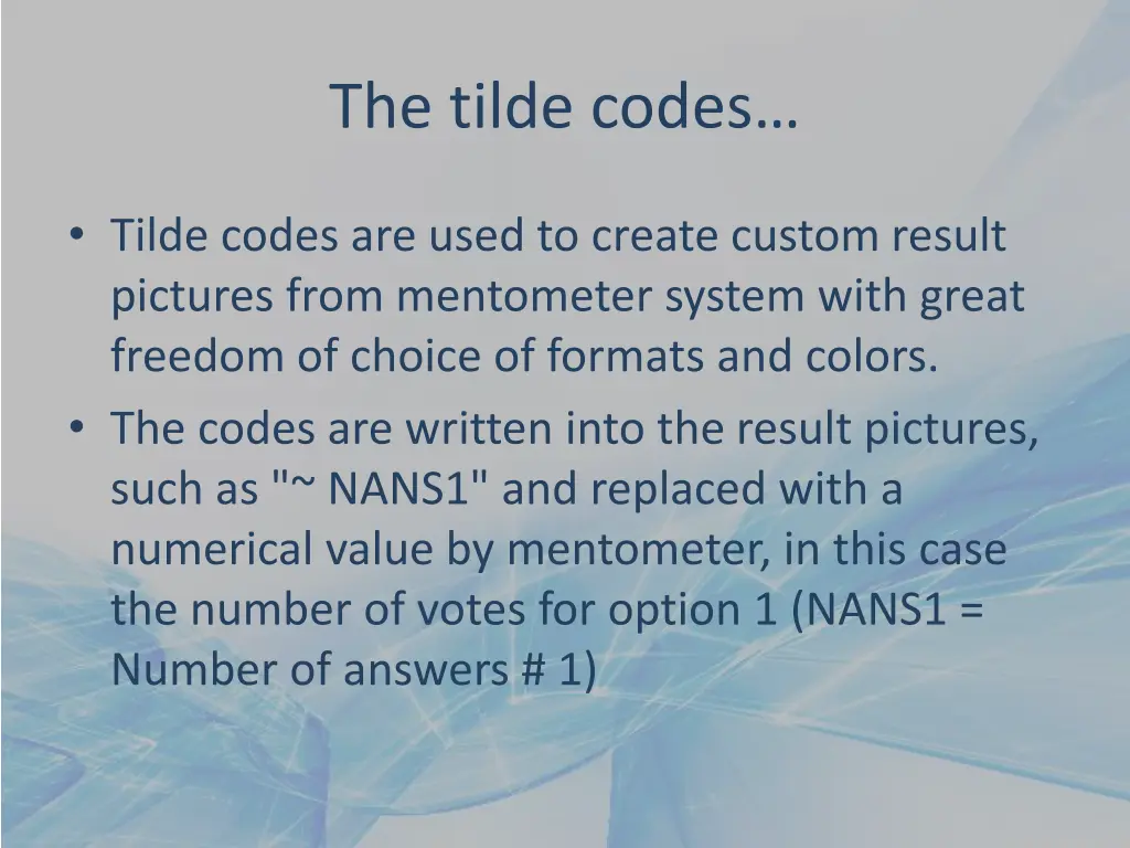 the tilde codes