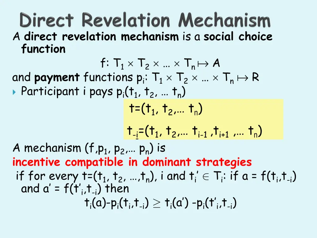 a direct revelation mechanism is a social choice