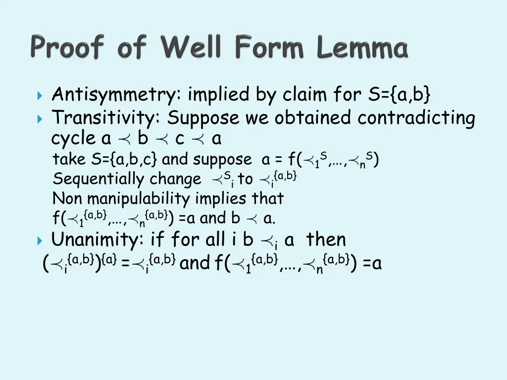 antisymmetry implied by claim