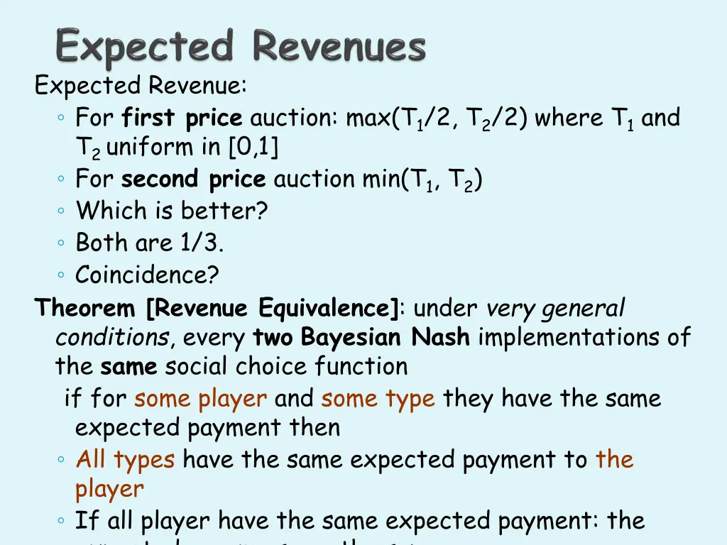 expected revenue for first price auction