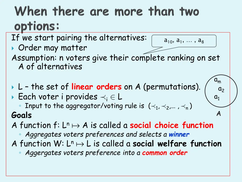 if we start pairing the alternatives order