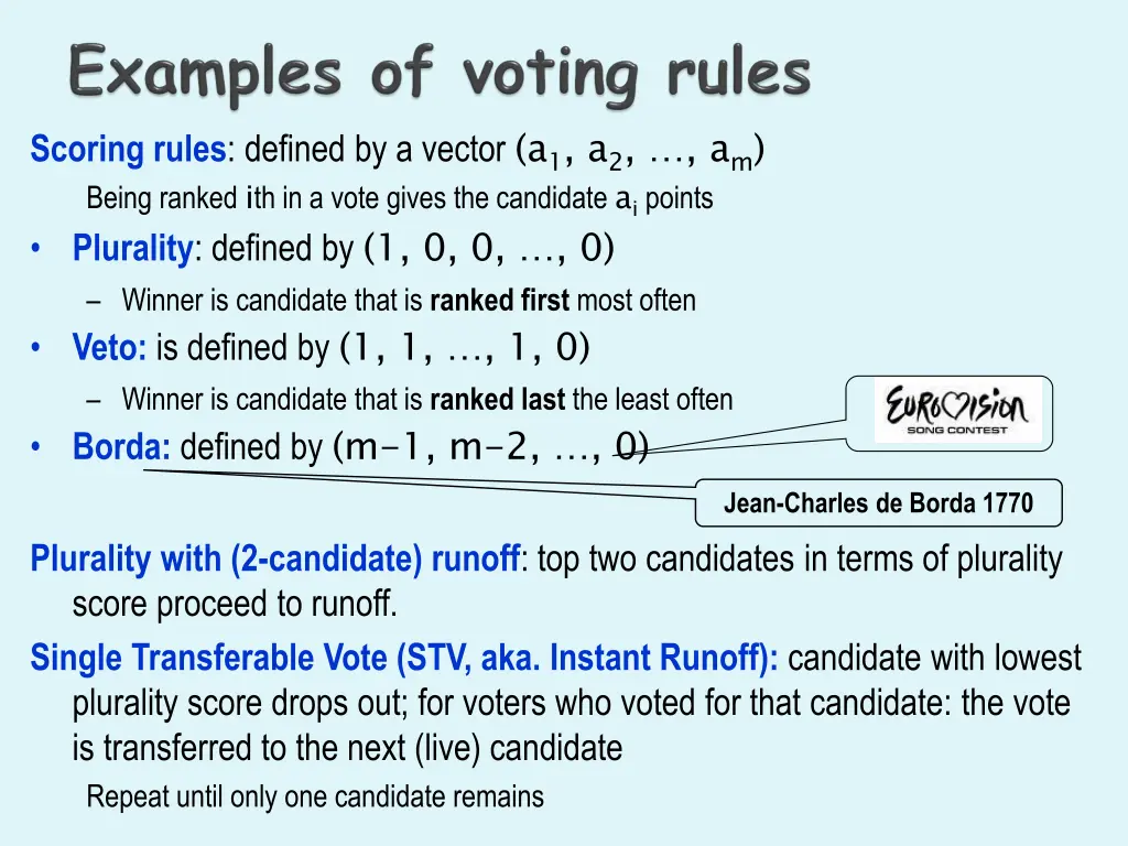 scoring rules defined by a vector