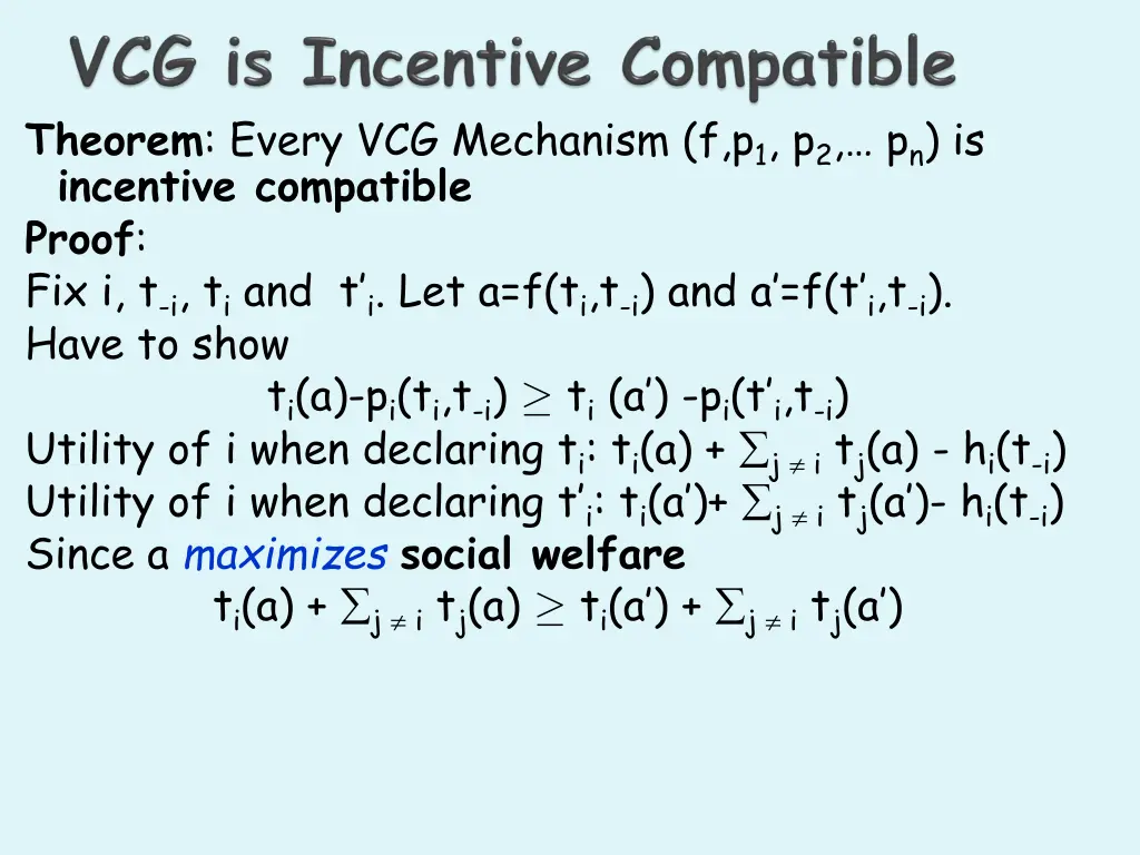 theorem every vcg mechanism