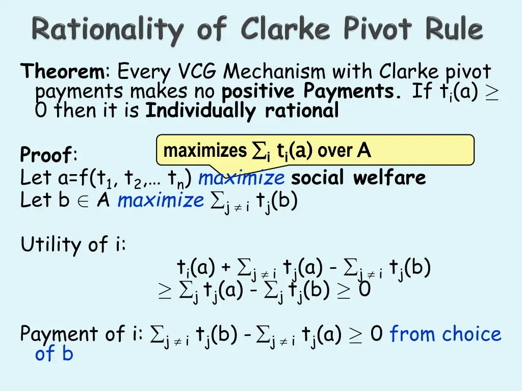 theorem every vcg mechanism with clarke pivot