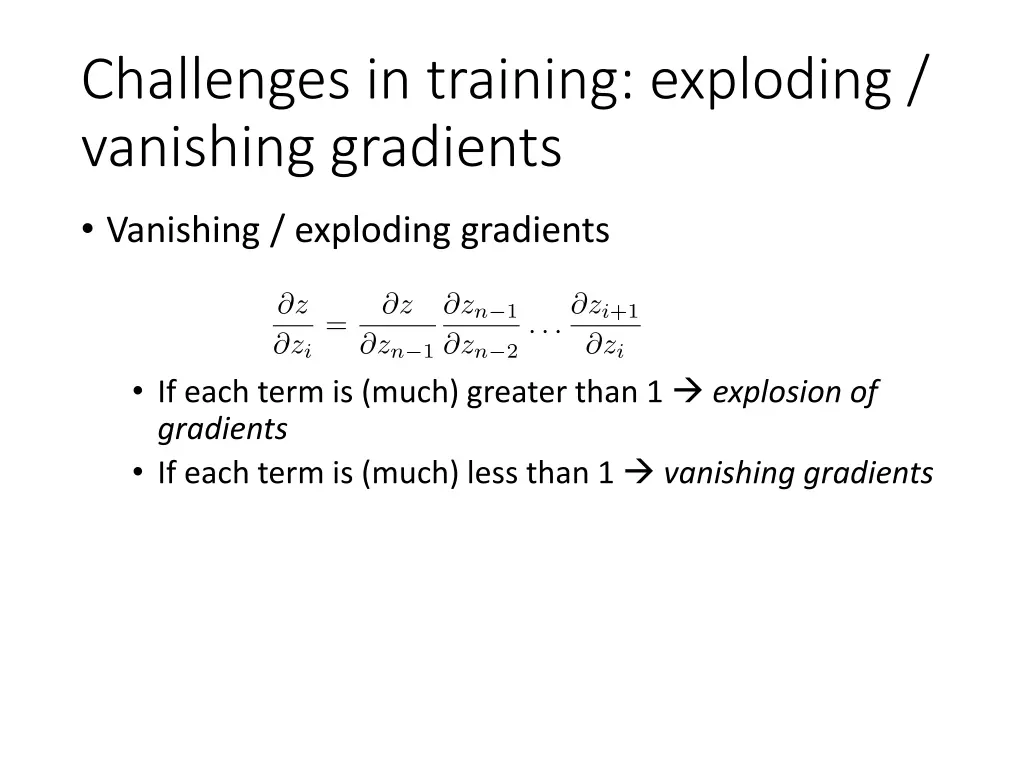 challenges in training exploding vanishing