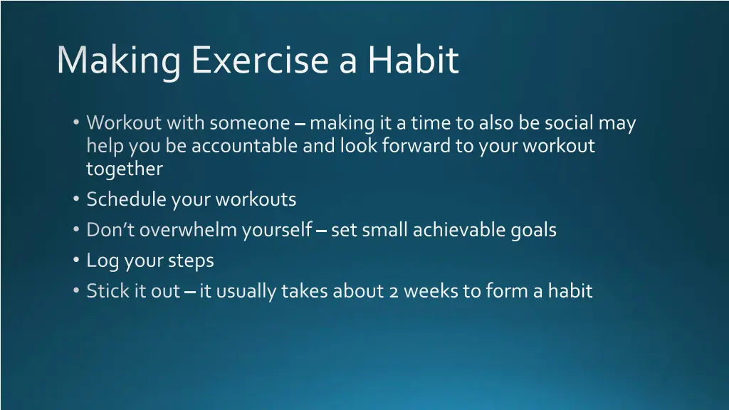 making exercise a habit