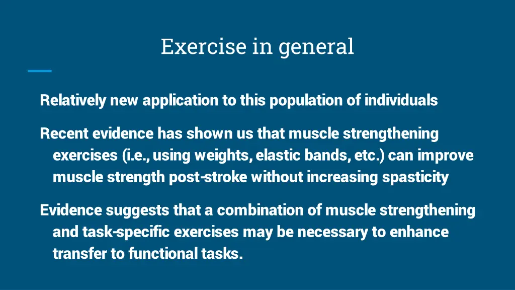 exercise in general