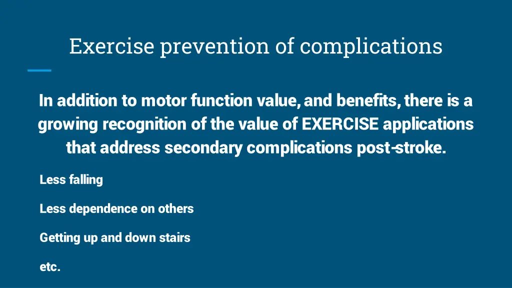 exercise prevention of complications