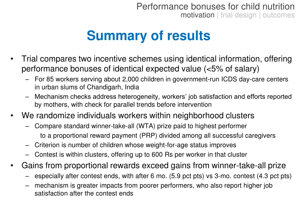 performance bonuses for child nutrition 2