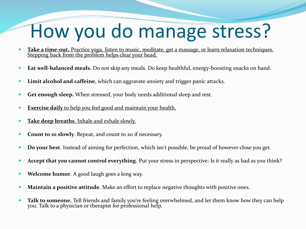 how you do manage stress