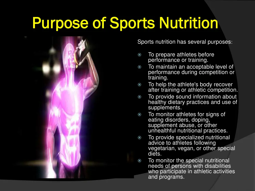 purpose of sports nutrition purpose of sports