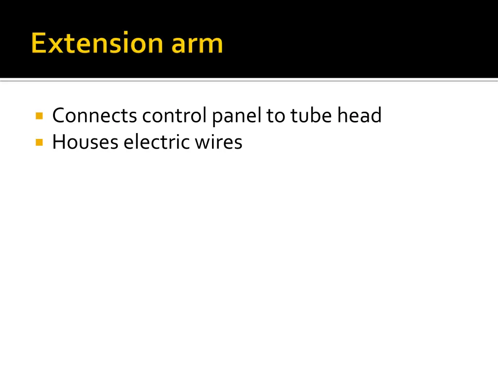 connects control panel to tube head houses