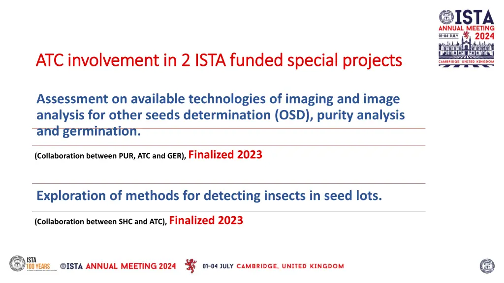 atc involvement in 2 ista funded special projects