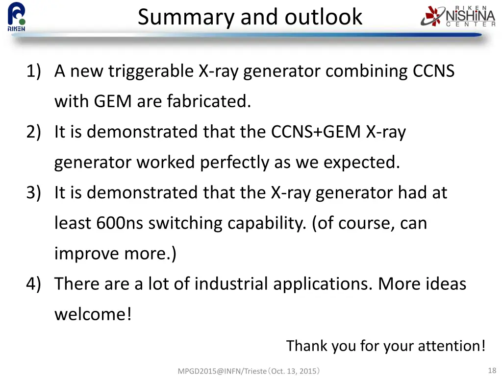 summary and outlook