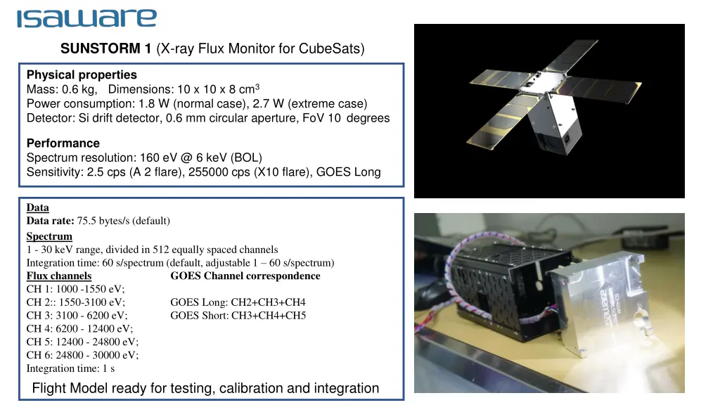 sunstorm 1 x ray flux monitor for cubesats