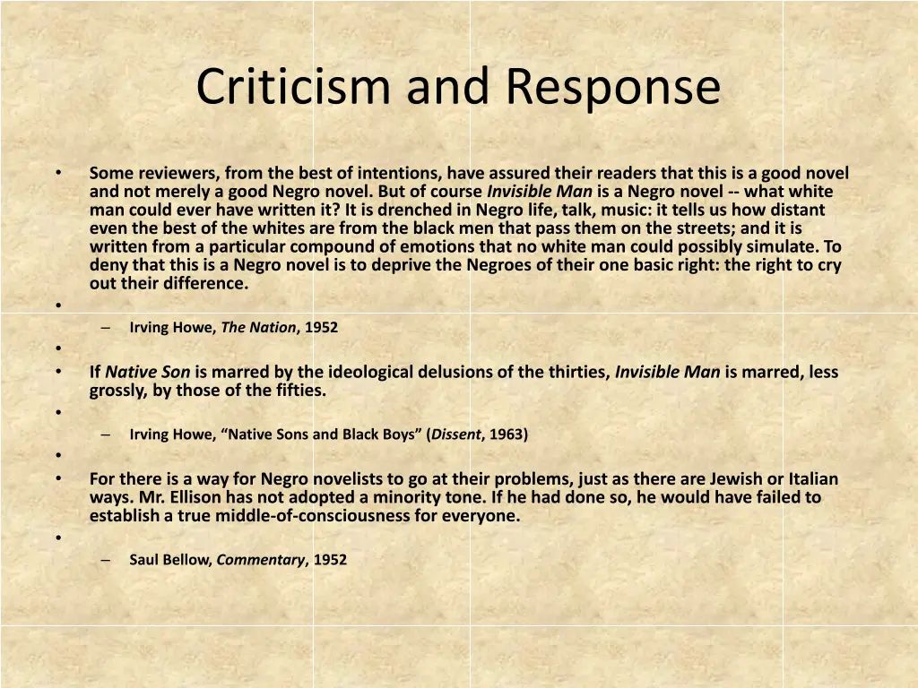 criticism and response