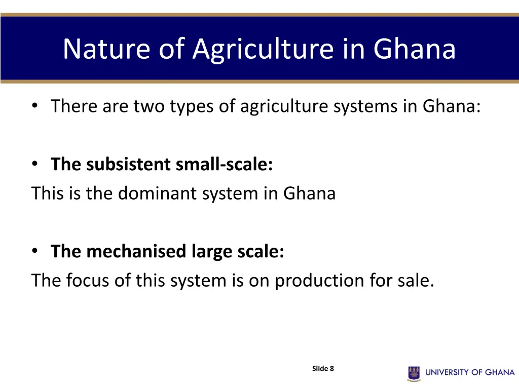 nature of agriculture in ghana