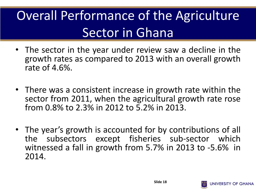 overall performance of the agriculture sector