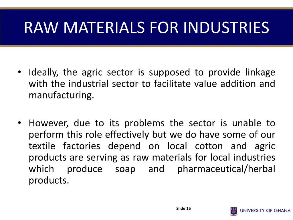 raw materials for industries