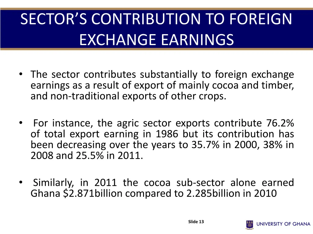 sector s contribution to foreign exchange earnings