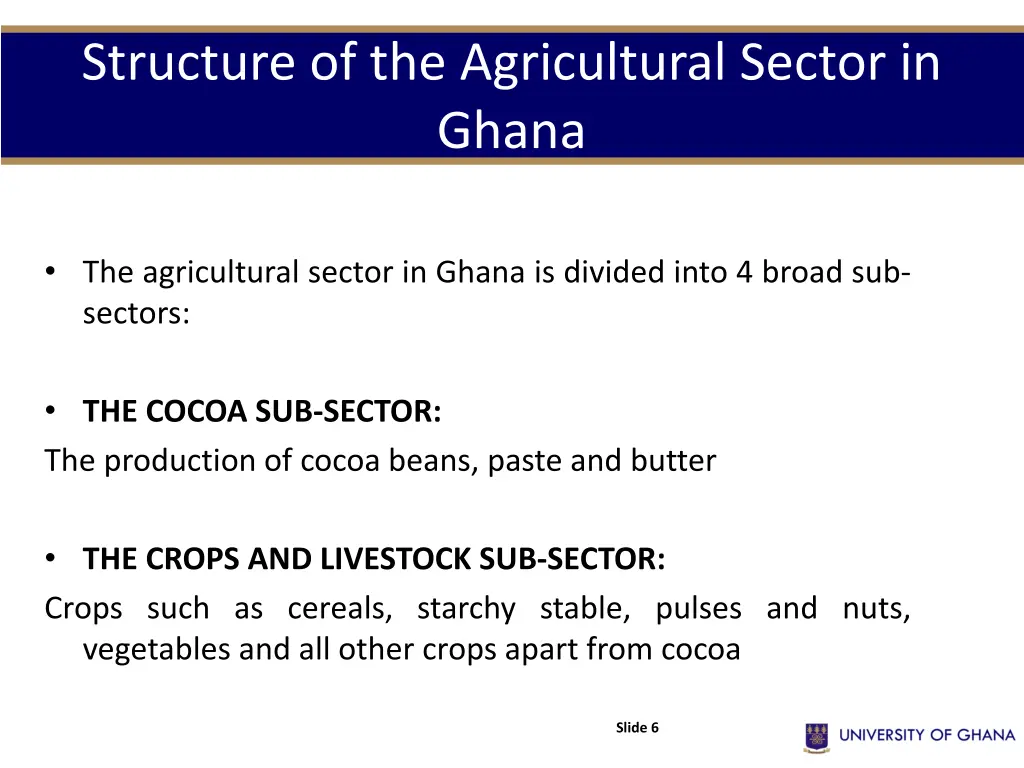 structure of the agricultural sector in ghana