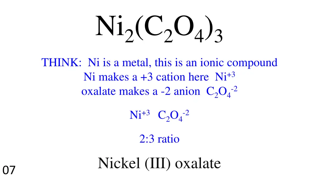 ni 2 c 2 o 4 3 think ni is a metal this