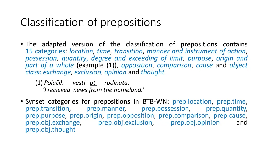 classification of prepositions