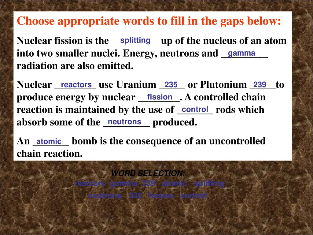 choose appropriate words to fill in the gaps below 1