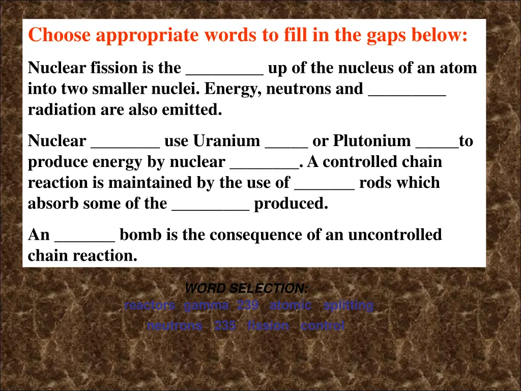 choose appropriate words to fill in the gaps below