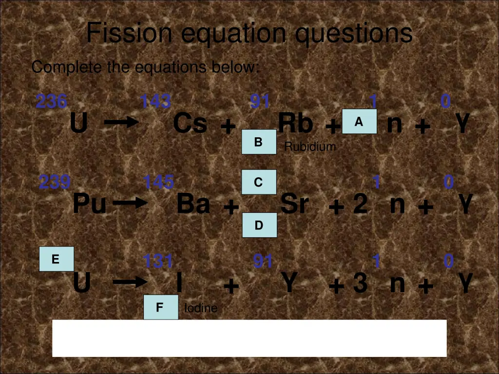 fission equation questions