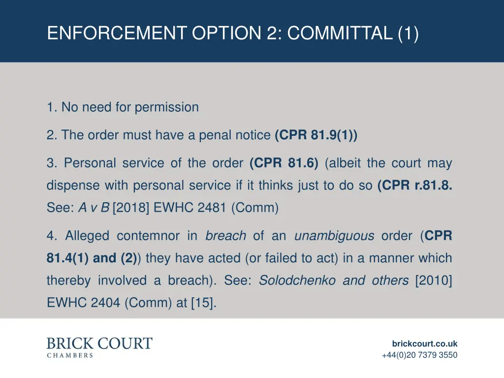 enforcement option 2 committal 1