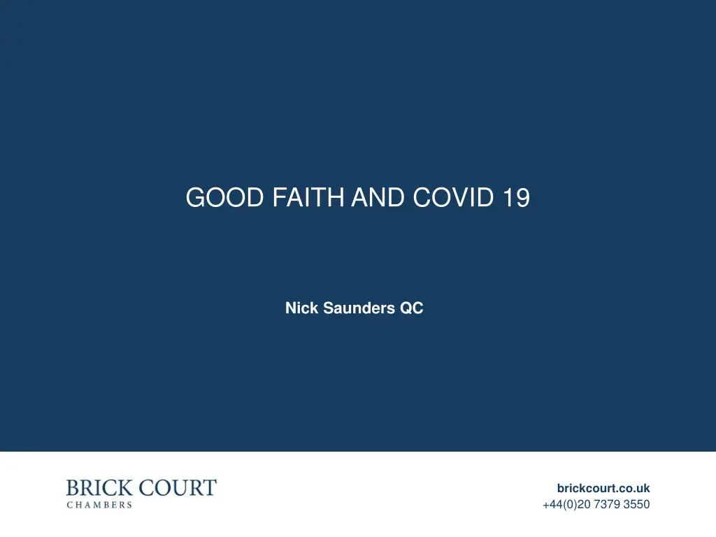 good faith and covid 19