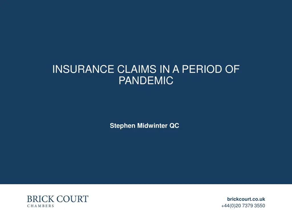 insurance claims in a period of pandemic