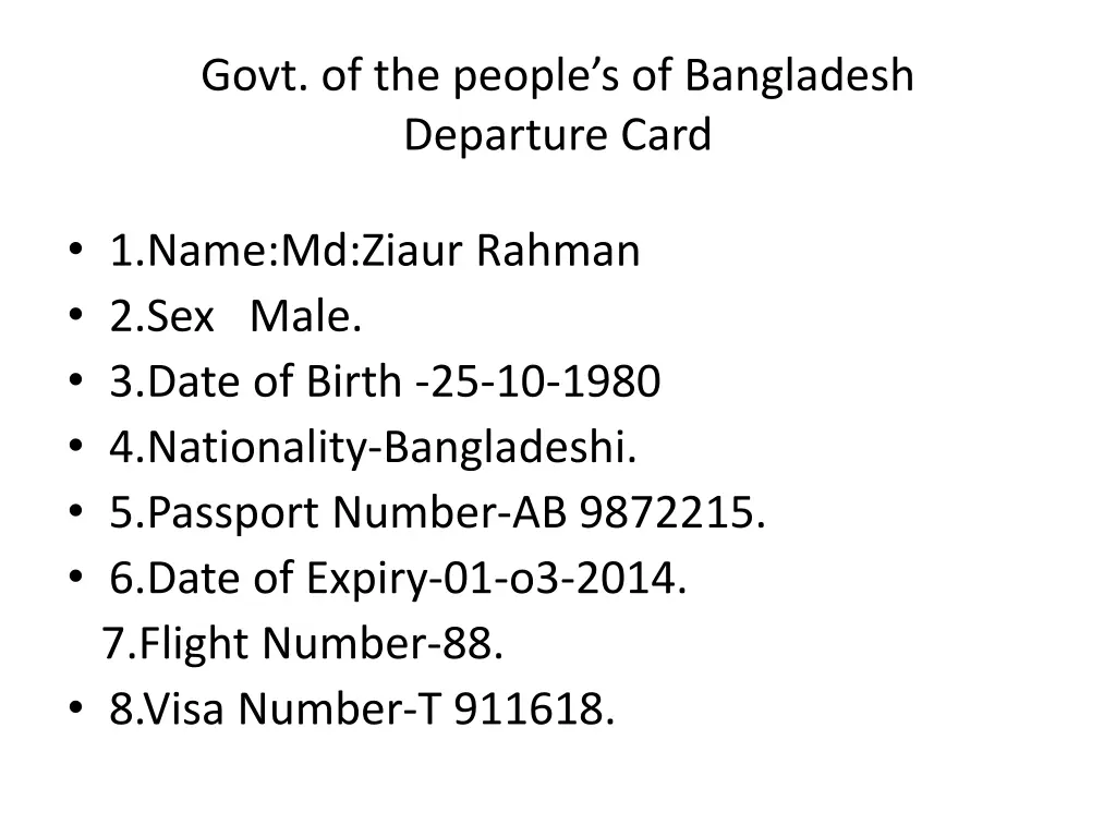 govt of the people s of bangladesh departure card