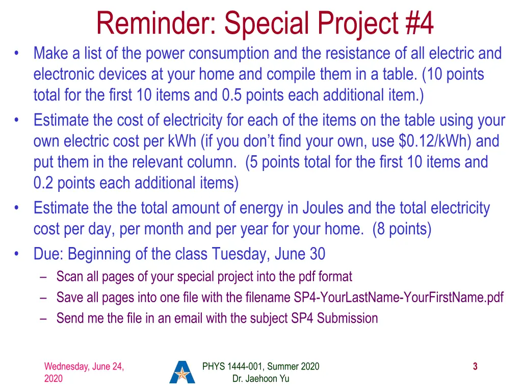 reminder special project 4 make a list