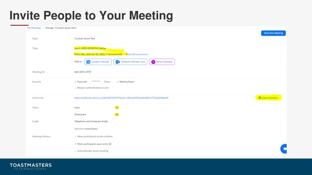 invite people to your meeting