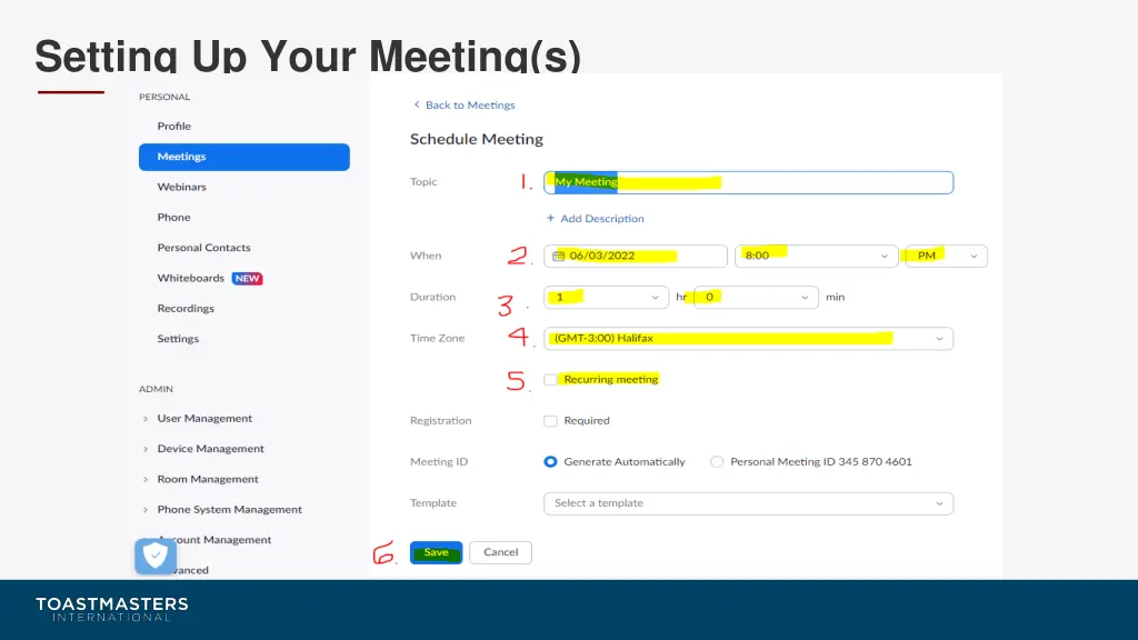 setting up your meeting s