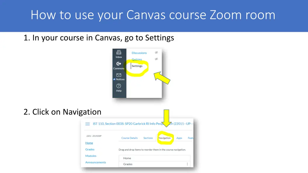 how to use your canvas course zoom room