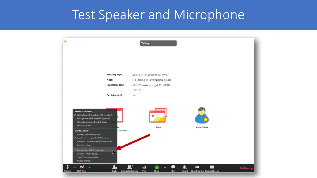 test speaker and microphone