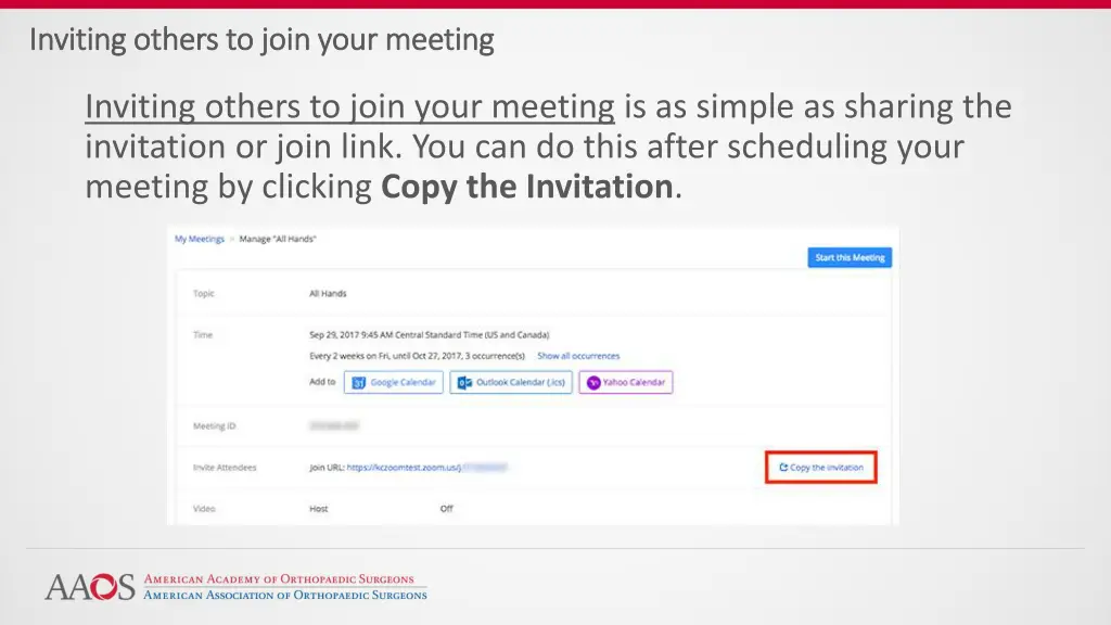 inviting others to join your meeting inviting