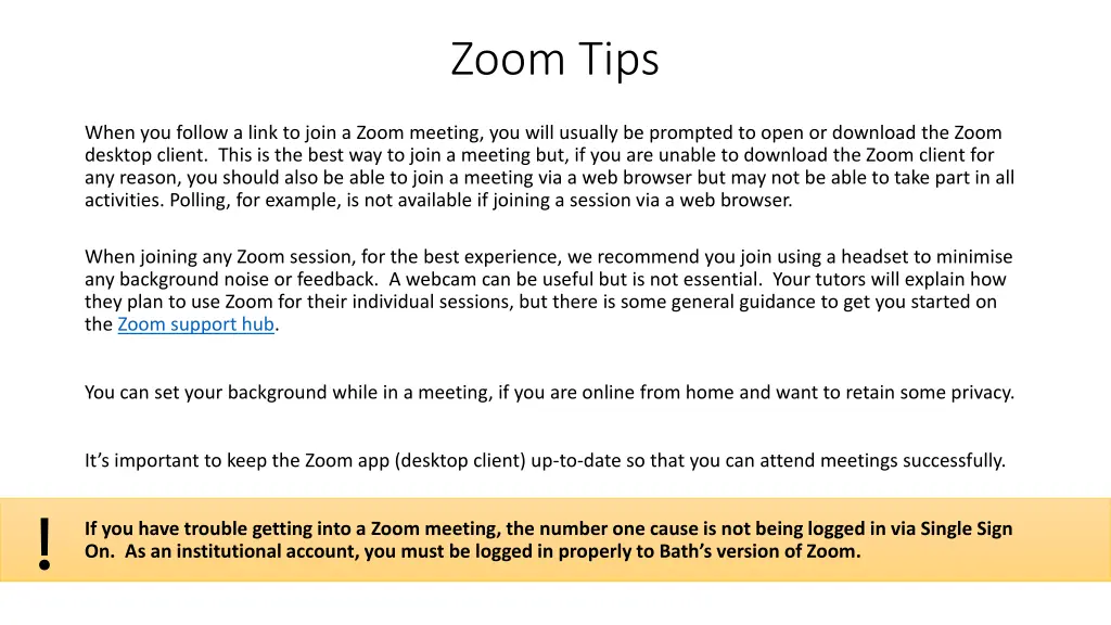 zoom tips